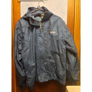 Frogg Toggs Mens Blue Camo Hooded Rain Jacket Size S/M Waterproof Shell